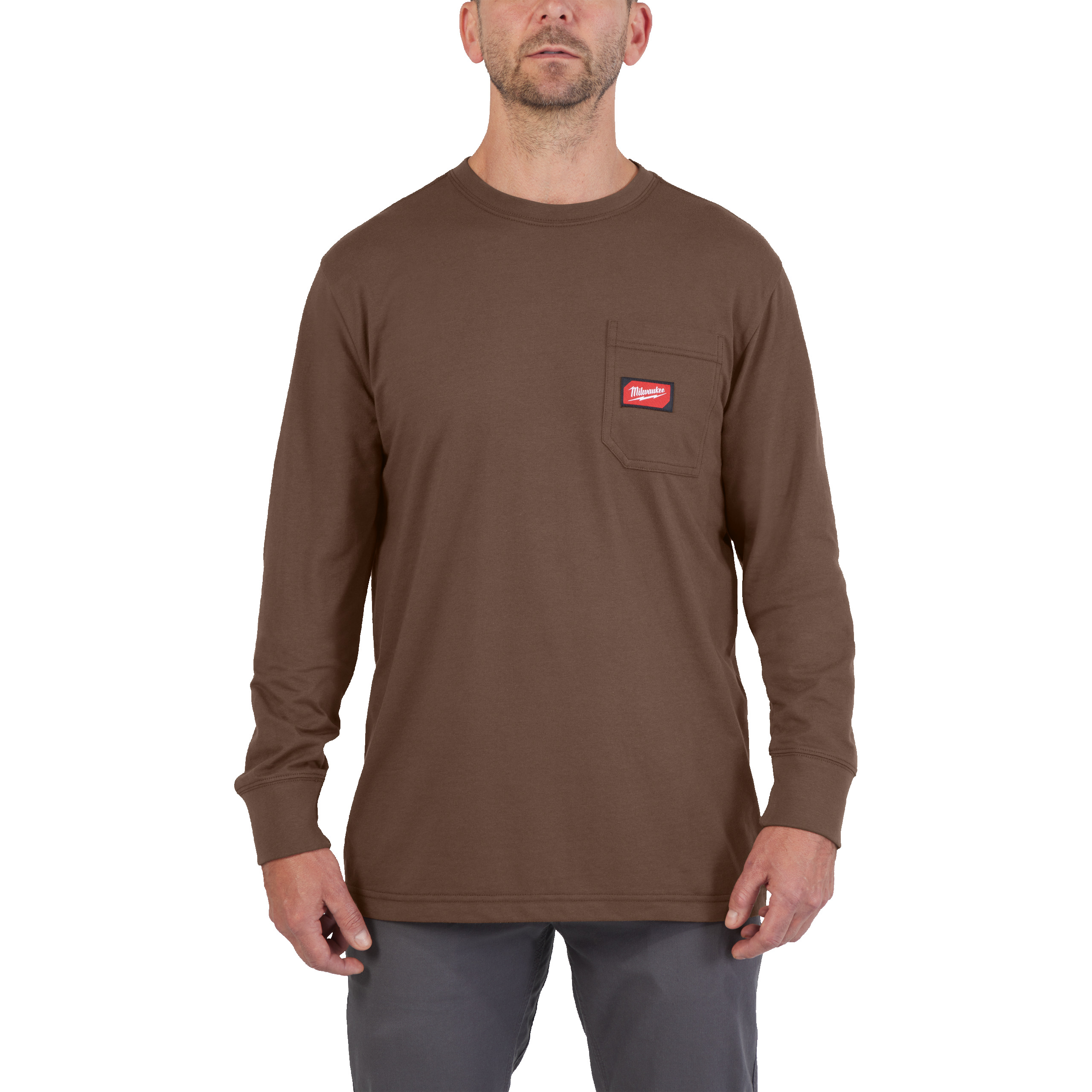 Arbeits-Langarm-Shirt braun mit UV-Schutz (WTLSBR-XL)